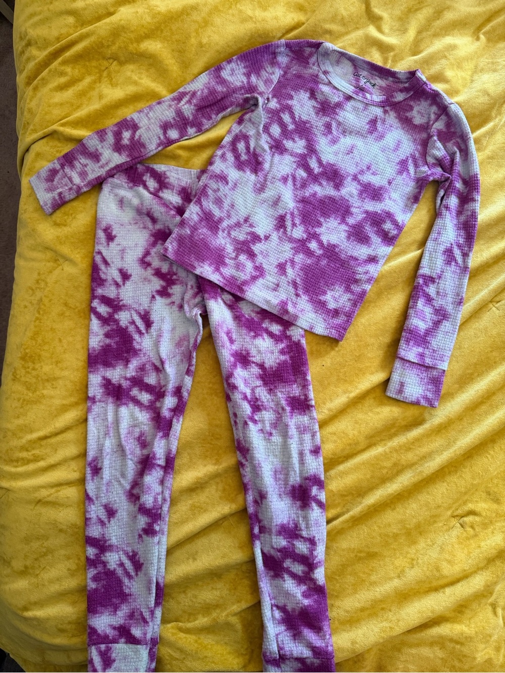Girls Cat & Jack Purple Tie-Dye Waffle-Knit Pajama Set